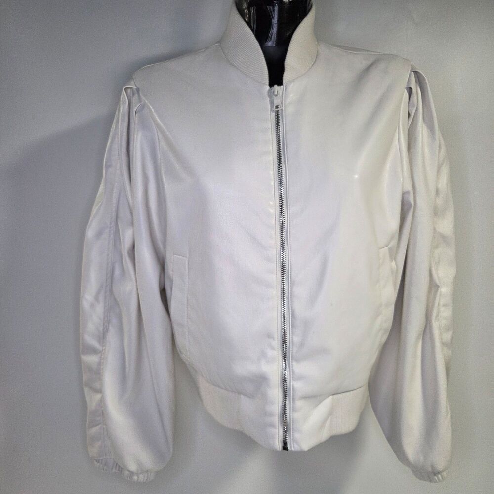 House Of Harlow 1960 Coconut Milk Vegan Luxury Leather Women’s Large Jacket